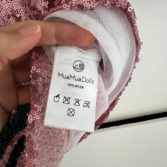 House of Mua Mua NWT Supergirl Sequin Beaded Embroidered Mesh Crop Top Size XS - Picture 5 of 6